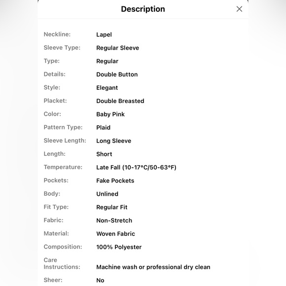 💗SHEIN classy plaid double breasted coat size 4X - Picture 3 of 8